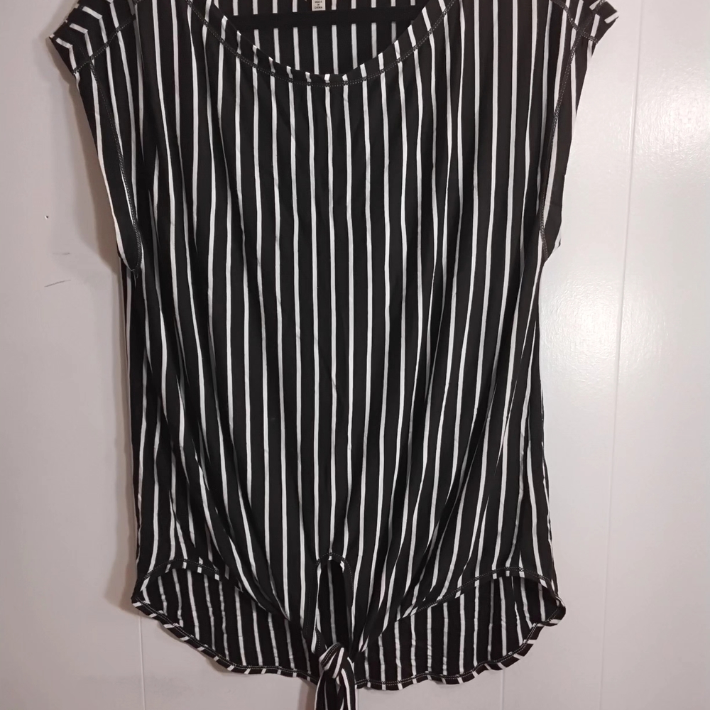 Max Studio Black and White Striped Blouse
